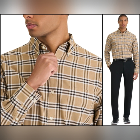 Van Heusen Men's Weekend Twill Shirt Crockery Plaid L NWT - Picture 1 of 15